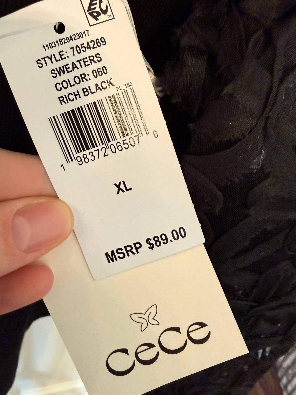 CeCe 3D Floral Lace Mixed‑Media Sweater – Size XL – NWT – $89
