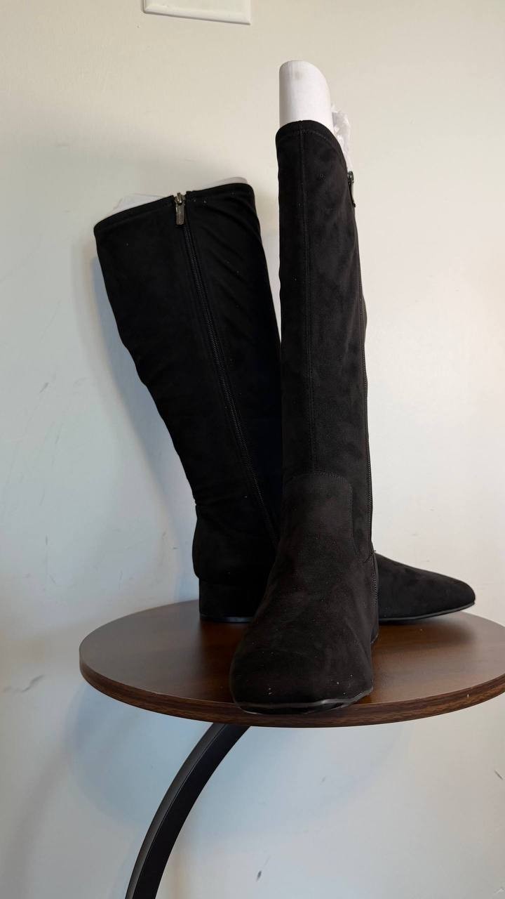 Easy Spirit Danilyn Women’s Tall Block Heel Boots Black 7M Textile $159 NWB