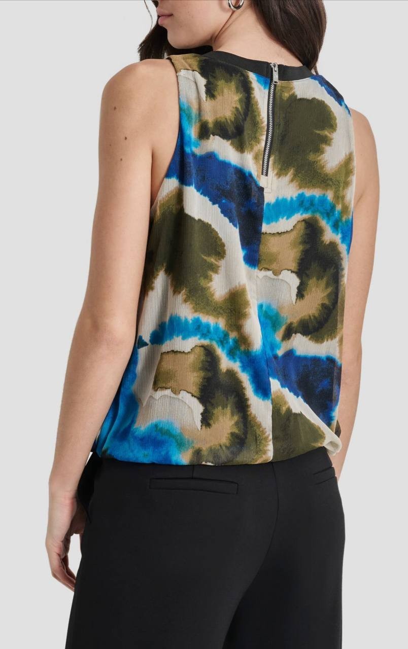 DKNY Sleeveless Chiffon Top – Size XL – NWT – Multicolor Abstract Print