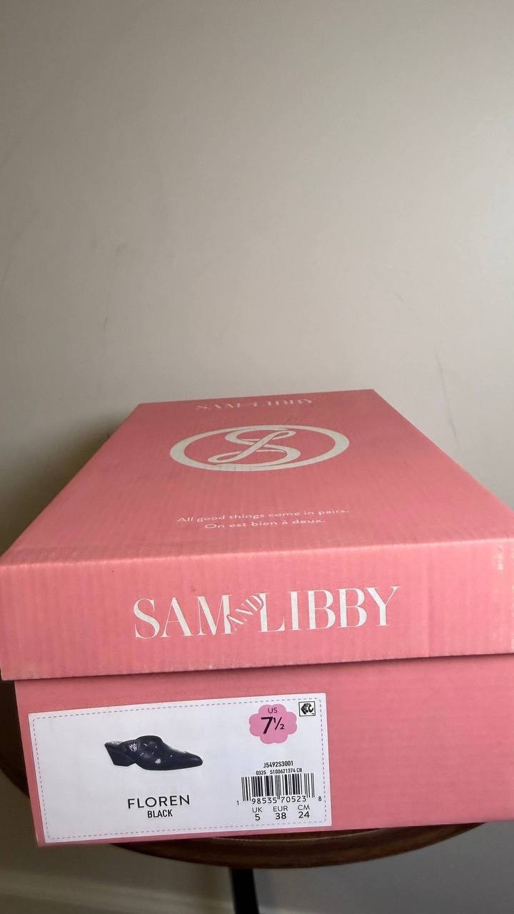 Sam & Libby Black Block Heel Mules 7.5M New in Box MSRP $80