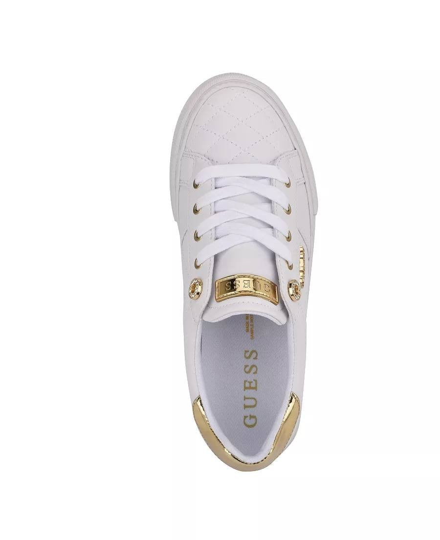 GUESS Loven Sneakers 12M White Multi Lace‑Up Low‑Profile Logo Detail NIB msrp$65