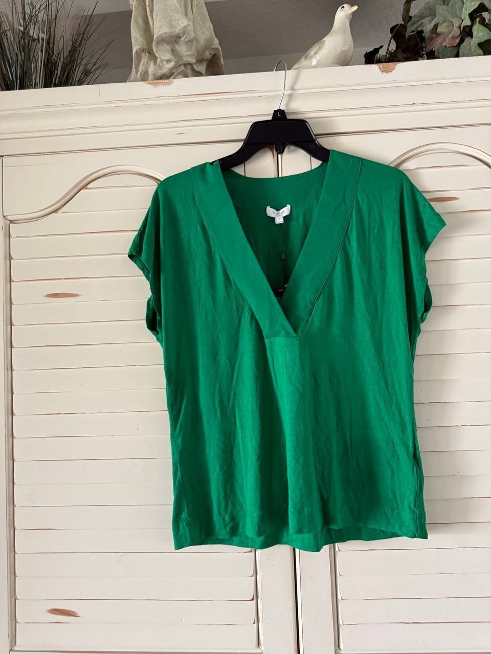 Hobbs Jonie Jersey Top M Green NWT V-Neck Cap Sleeve Blouse New with Tags