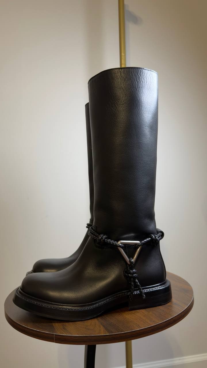 Bottega  Veneta  James  Boot  Black  Leather  36  New  $2150