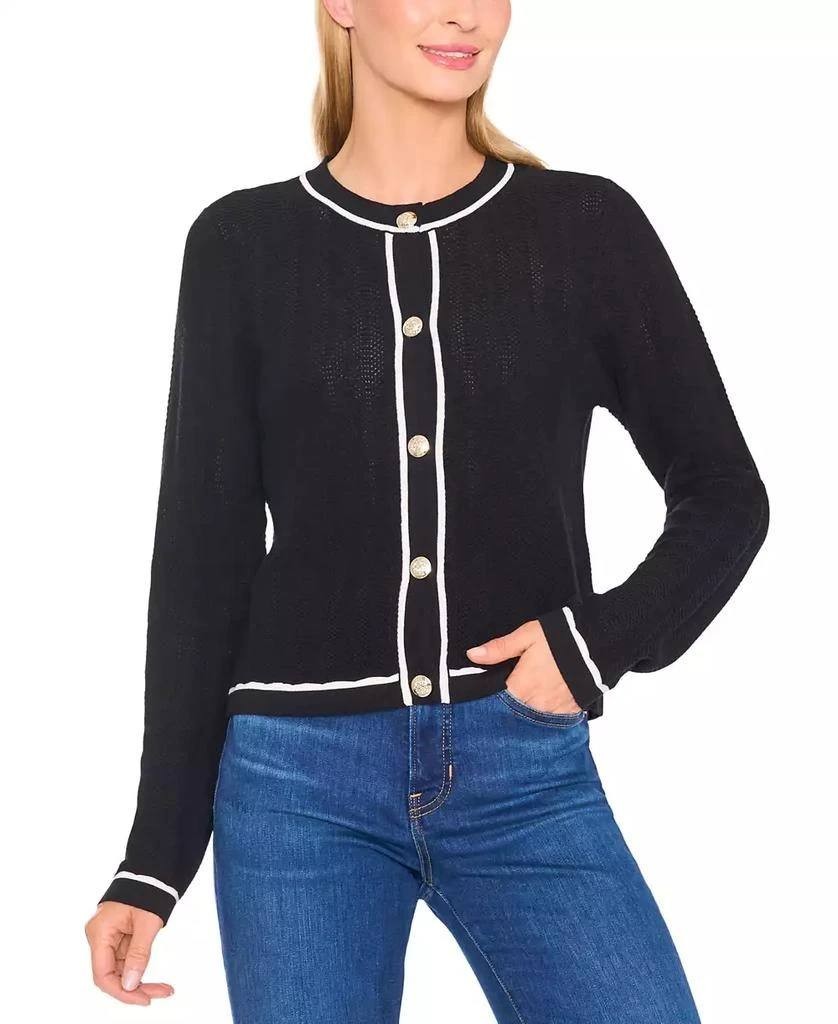 CeCe Long‑Sleeve Cardigan with Contrast Trim – XL – NWT – $89