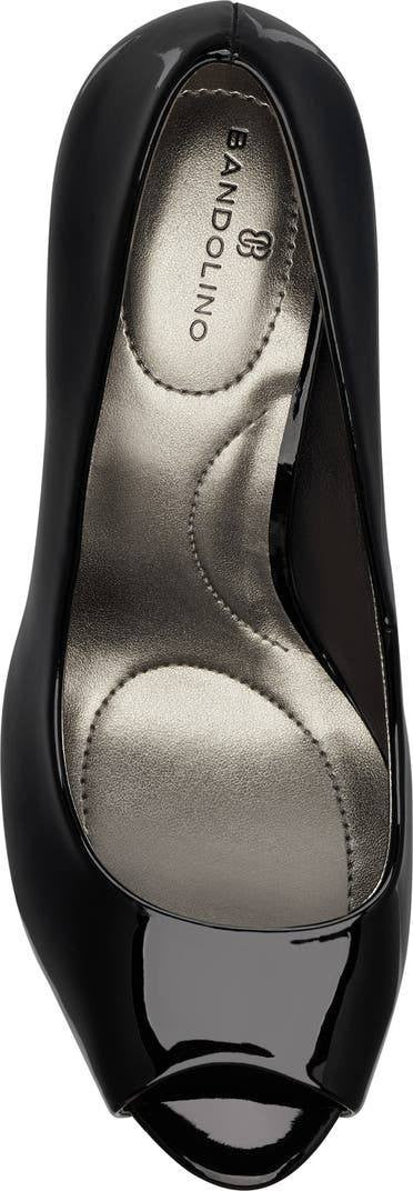 Bandolino Peep Toe Pumps 9.5W Black Faux Patent – New in Box MSRP $89