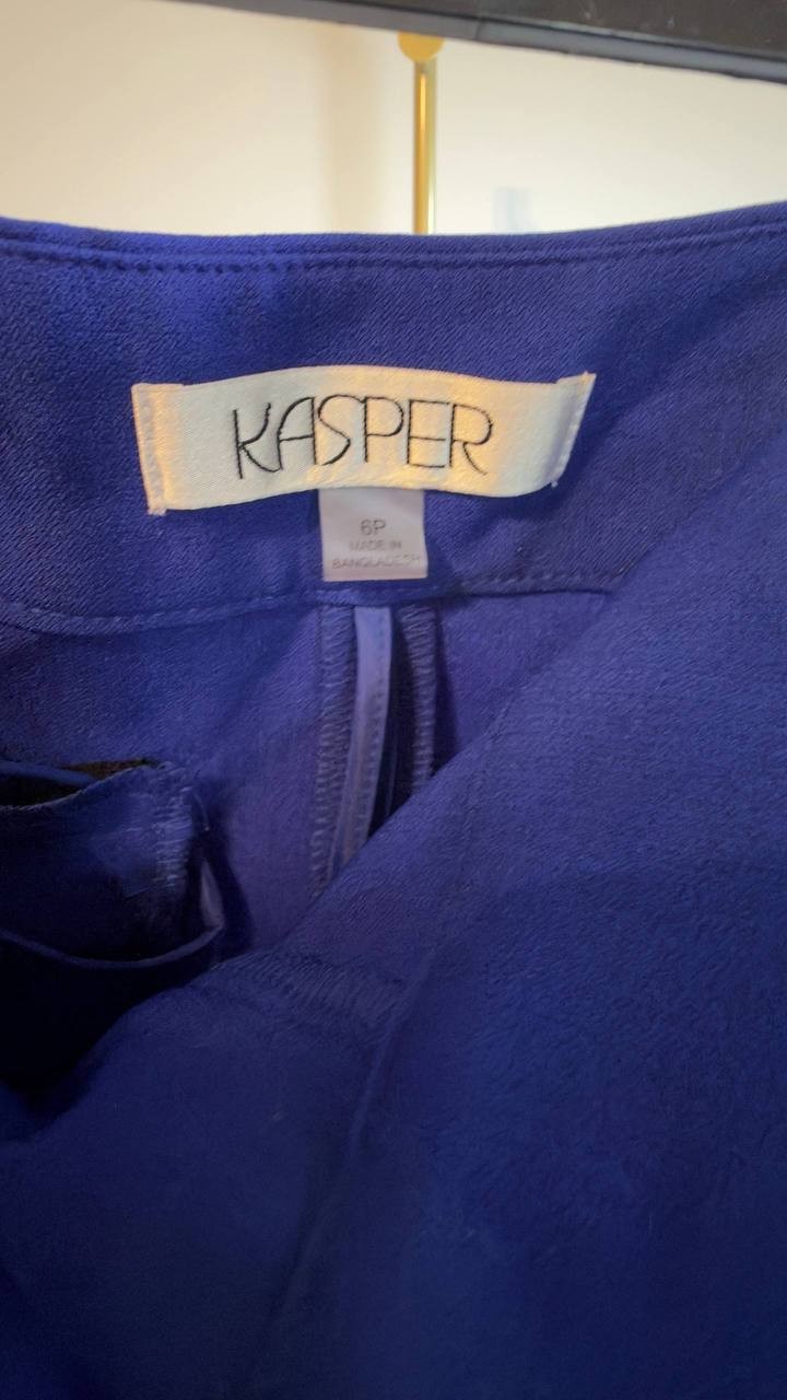 Kasper Petite Ava Straight Leg Stretch Crepe Pants Royal Signature 6P NWT $79