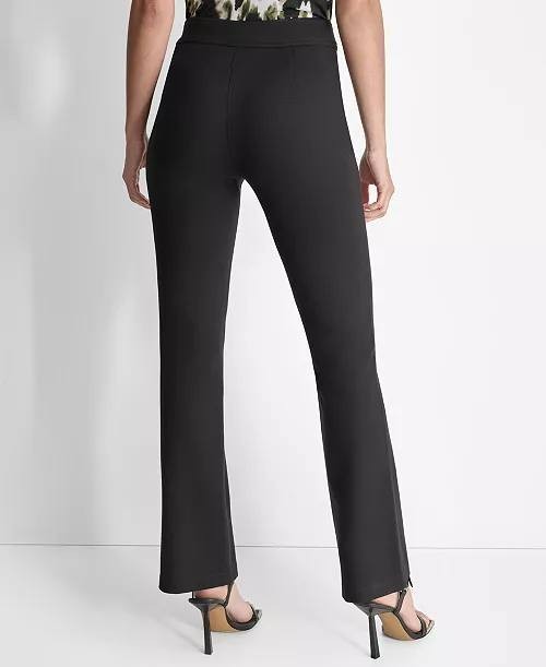DKNY High Rise Black Front Seamed Side Zip Wide Leg Trousers Size 14 NWT