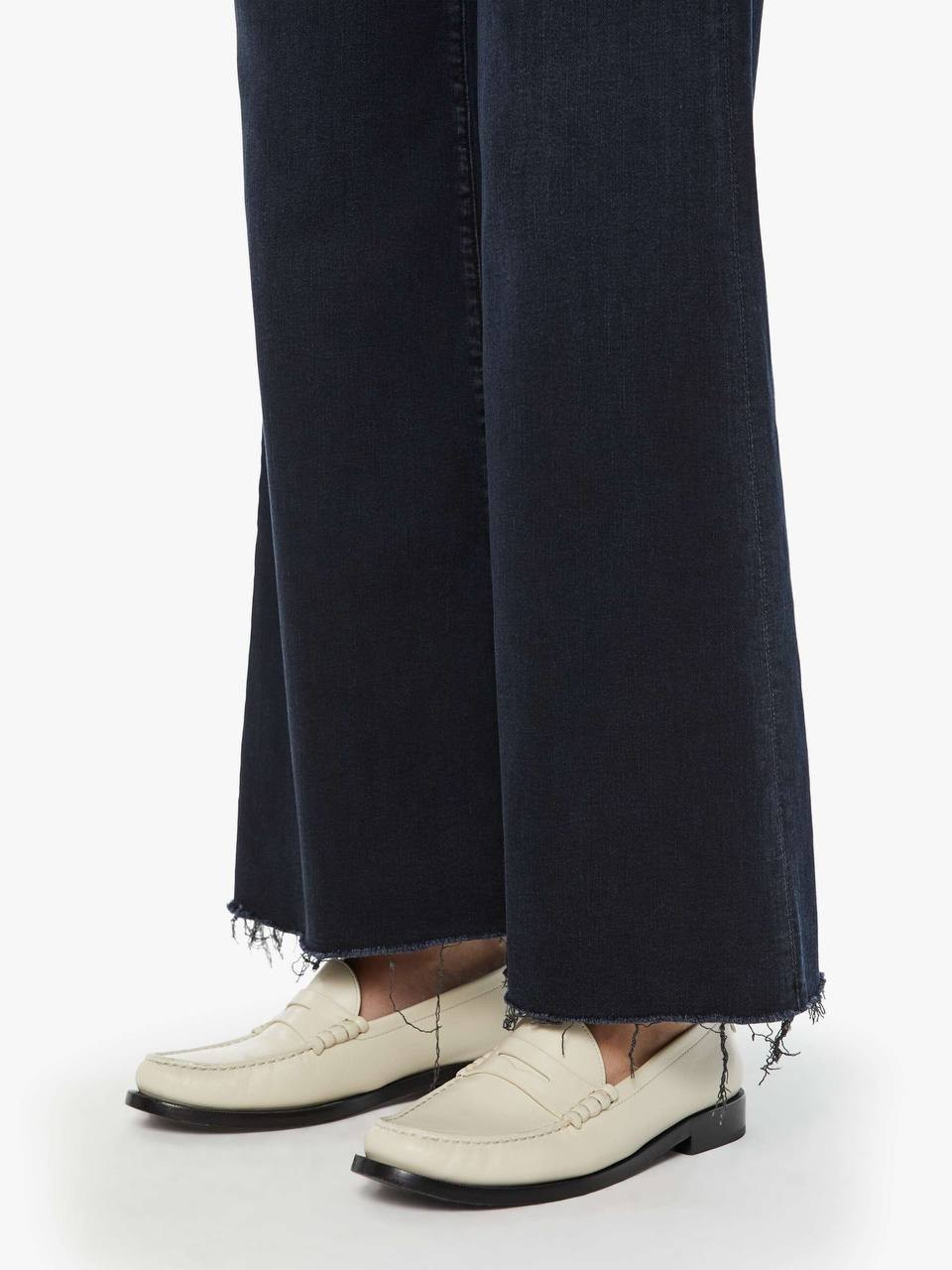 Mother The Roller Fray High-Rise Wide-Leg Jeans Night In Venice 34 NWT