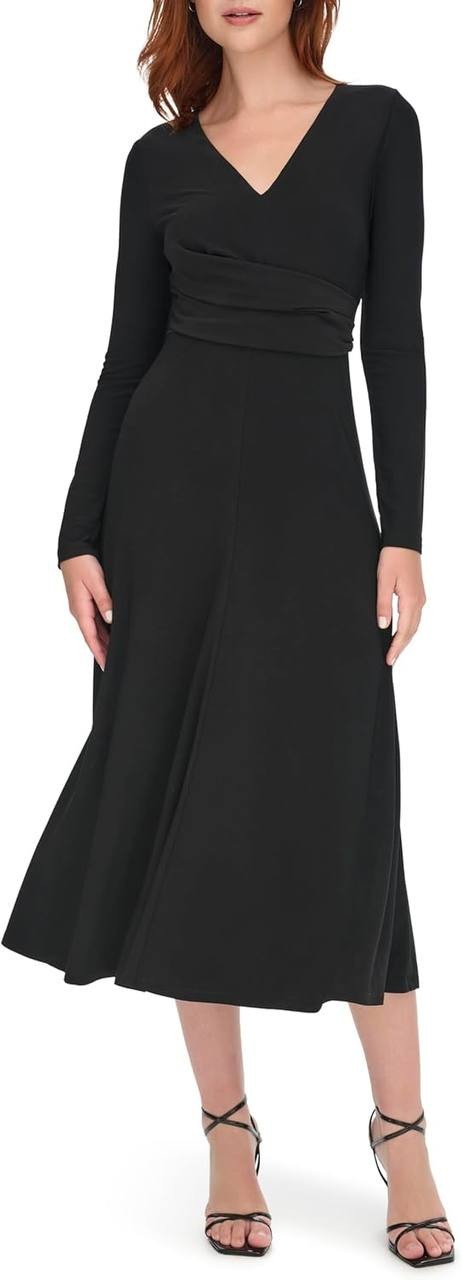 Tommy Hilfiger Short‑Sleeve V‑Neck Dress – Sizes 6 & 8 – NWT – Black – $99