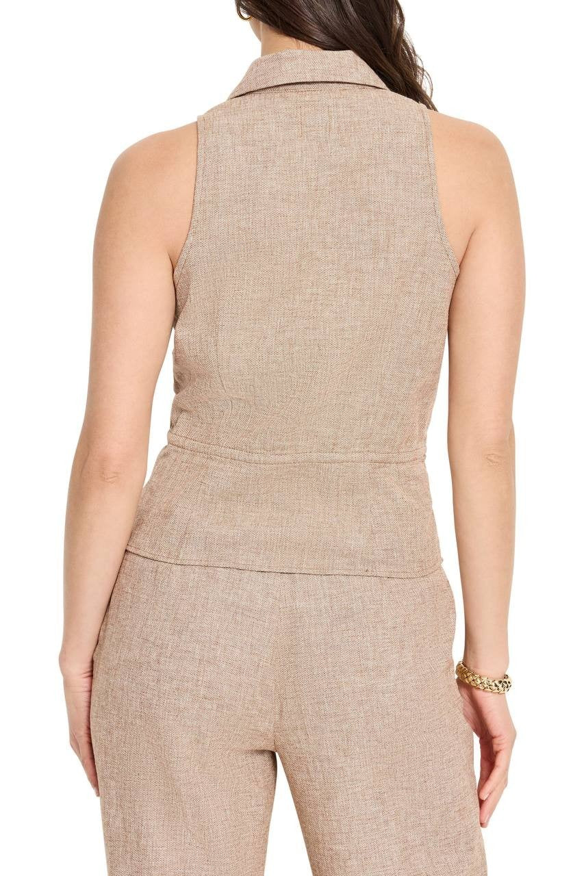 NIC+ZOE Cotton Linen Drawstring Vest Brown Mix XL NWT $128