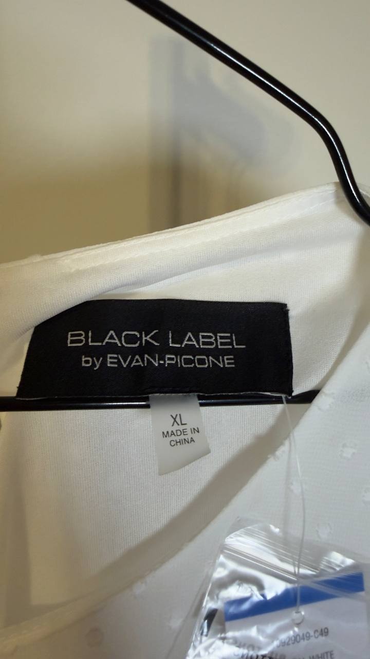 Black Label Evan-Picone Chiffon Bell 3/4 Sleeve Blouse White XL NWT $59