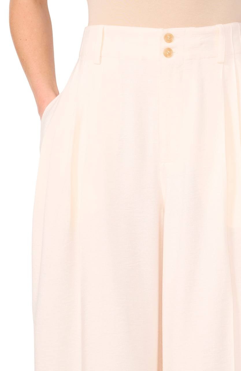 CeCe Pleated High‑Waist Wide‑Leg Pants Ivory size 4 NWT Modern Chic msrp$119