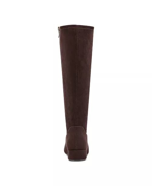 Easy Spirit Danilyn Tall Block Heel Boots Dark Brown 7M Textile $159 NWB