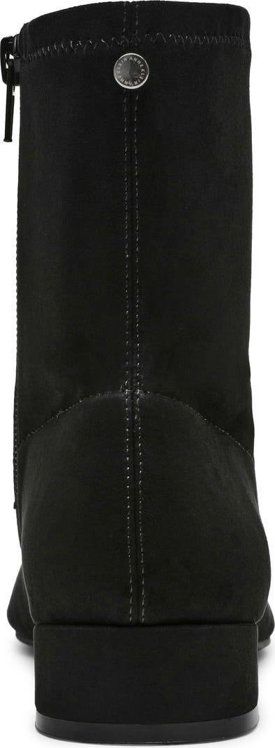 Anne Klein Russ Bootie Black Suede Women’s 7.5M NWB Low Heel Zip $129