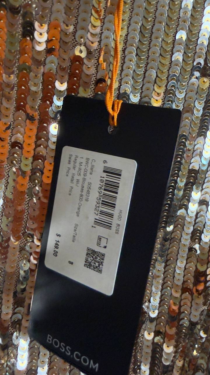 BOSS Illana Sequin Crop Top Gold Size 8 NWT $149