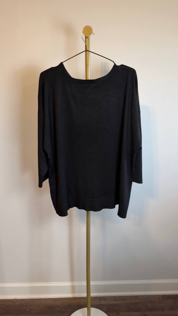 Melissa Paige Lace Front Crewneck Top Black 2X NWT $51.50