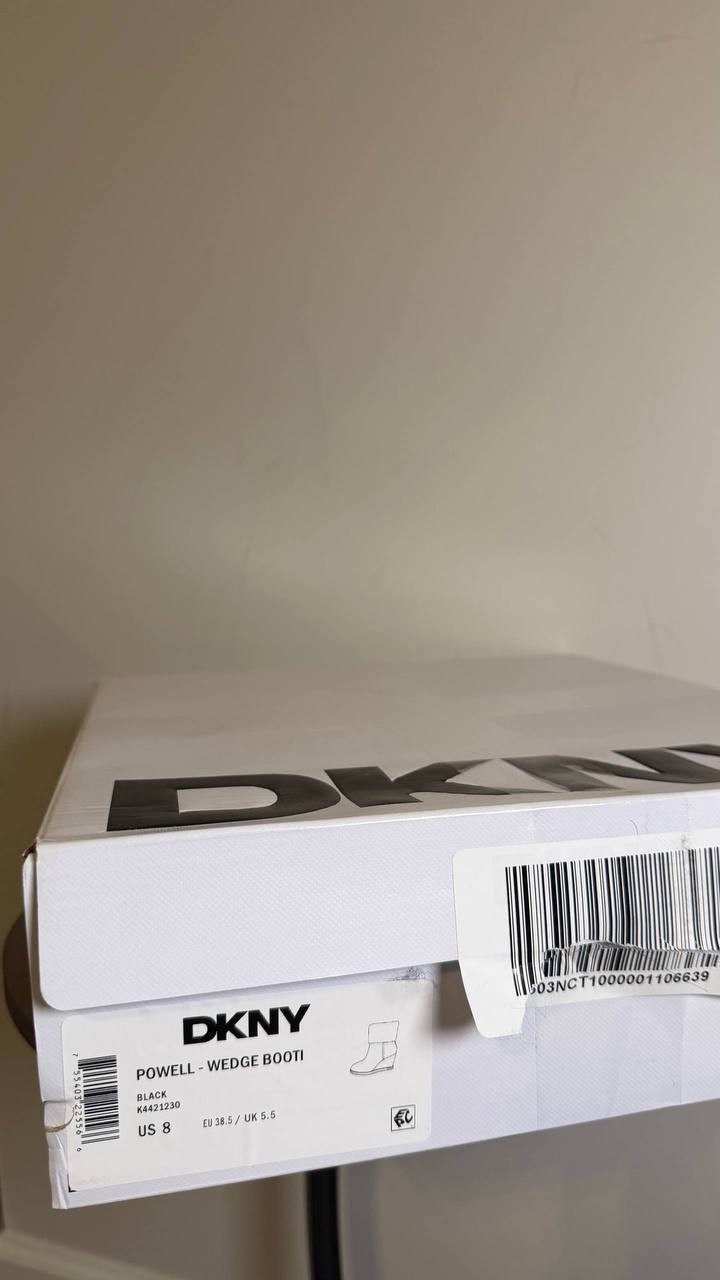 DKNY Black Synthetic Wedge Booties 8M New in Box MSRP $99