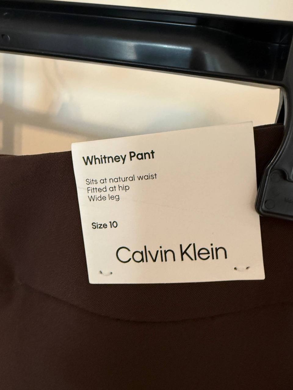 Calvin Klein Whitney Wide‑Leg Pants Chocolate Size10 NWT Modern Chic msrp$109