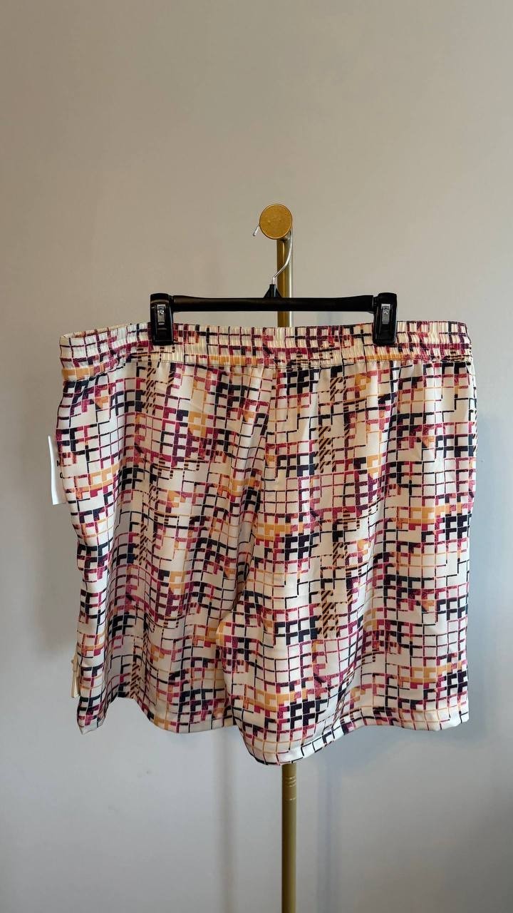 Mode of One Men’s Geo‑Print Shiny Twill Shorts Relaxed‑Fit XXL $49.50 NWT