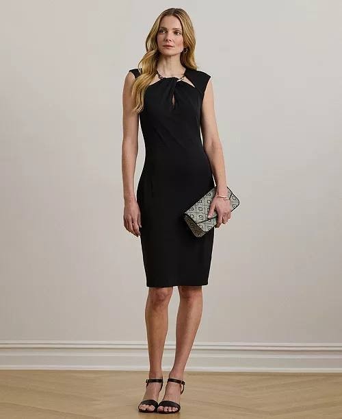 Lauren Ralph Lauren Cutout Jersey Cocktail Dress Black 8 NWT $195