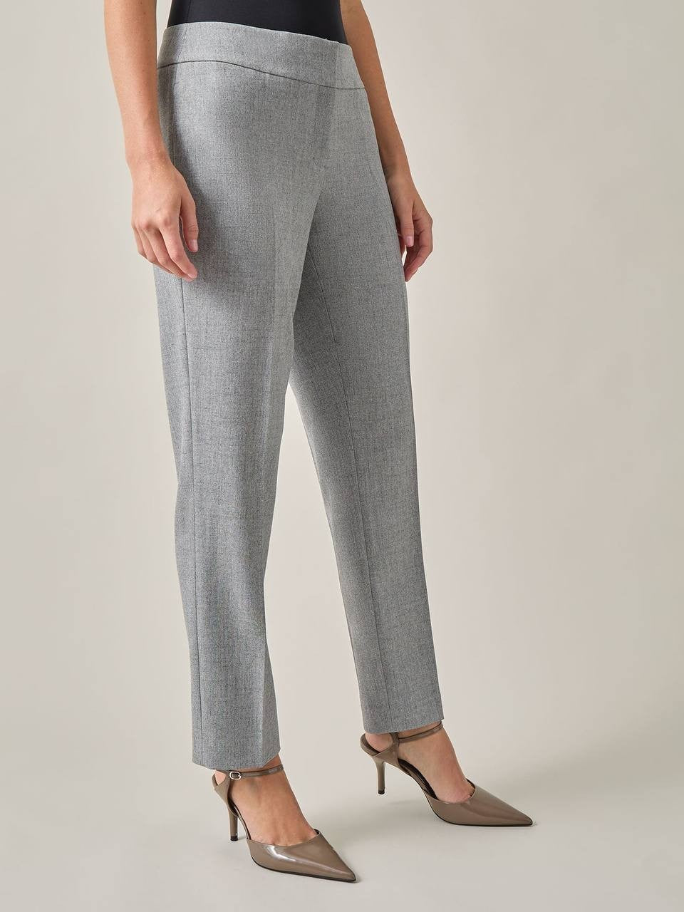 Kasper Ava Straight Leg Stretch Crepe Pants Grey/Black 2P NWT $79