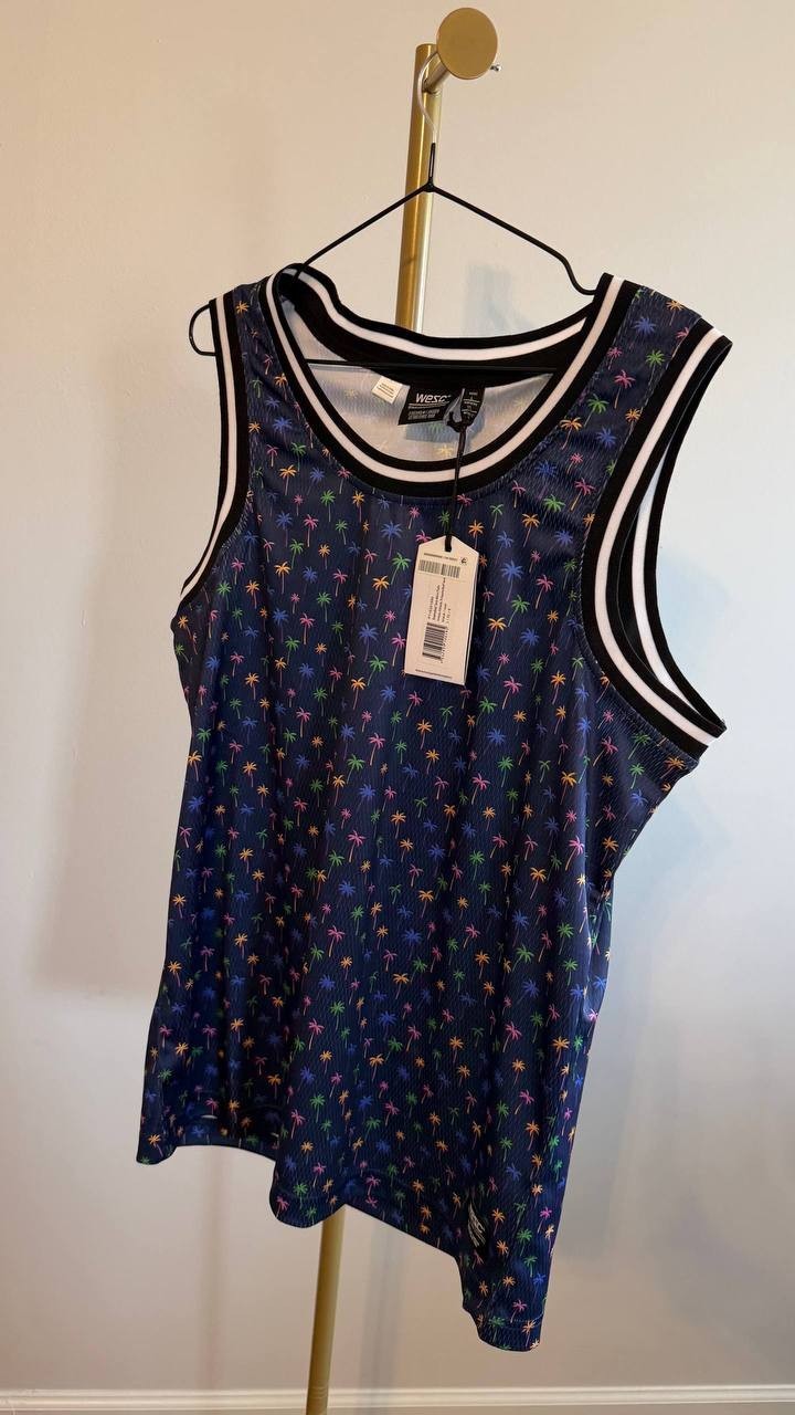 WeSC Men’s Micro Palm Basketball Tank Top Black L $49 NWT
