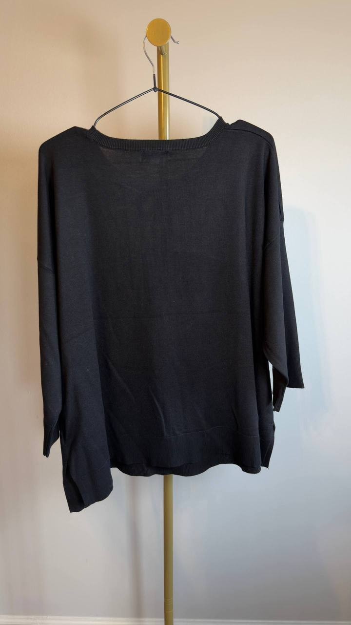 Melissa Paige Lace Front Crewneck Top Black 2X NWT $51.50