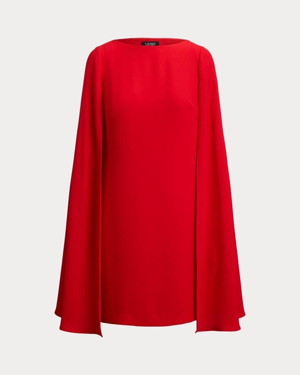 Lauren Ralph Lauren Cape Georgette Cocktail Dress Red 8 NWT $195