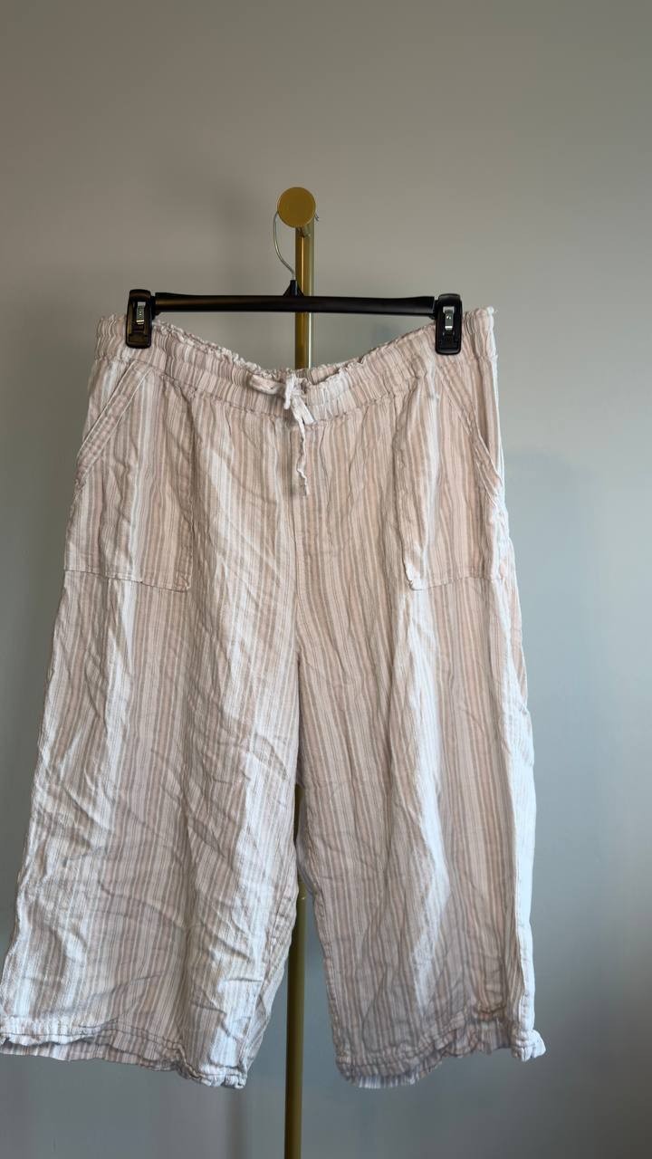 Gloria Vanderbilt Rainy Cropped Linen Pants Stonewood XXL NWOT $56