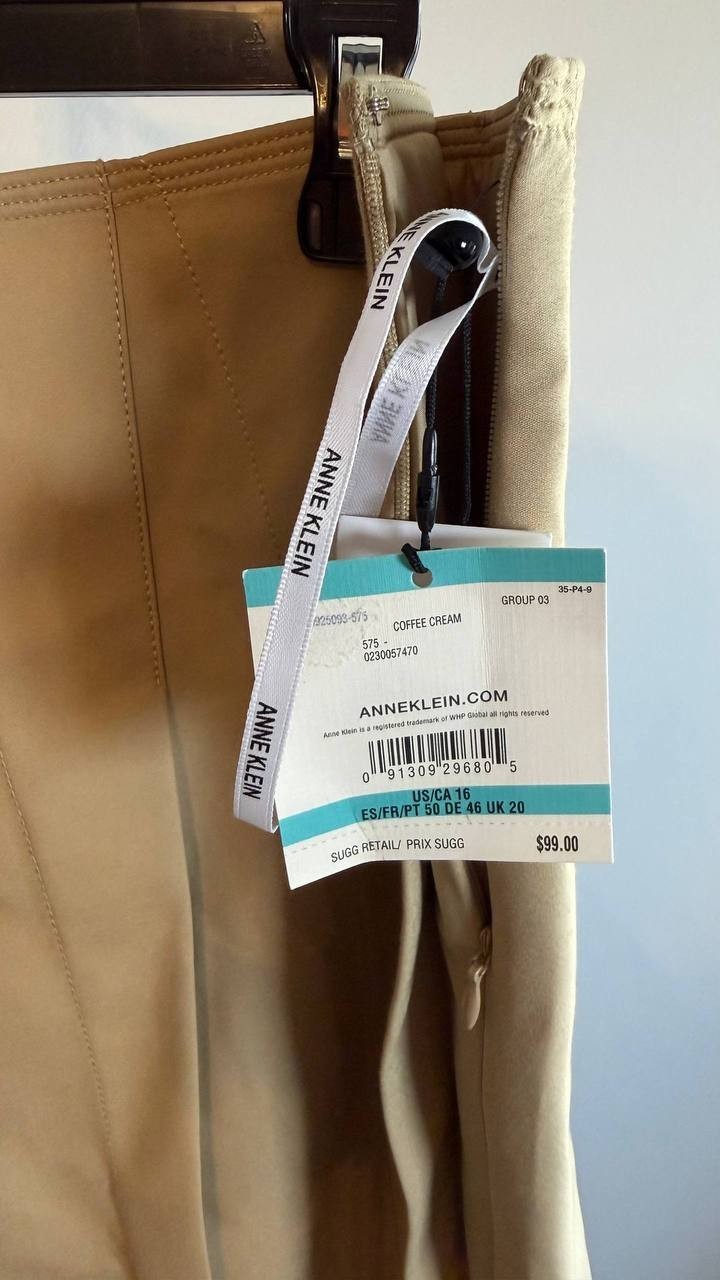 Anne Klein Pleated Skirt Beige Size 16 NWT $99
