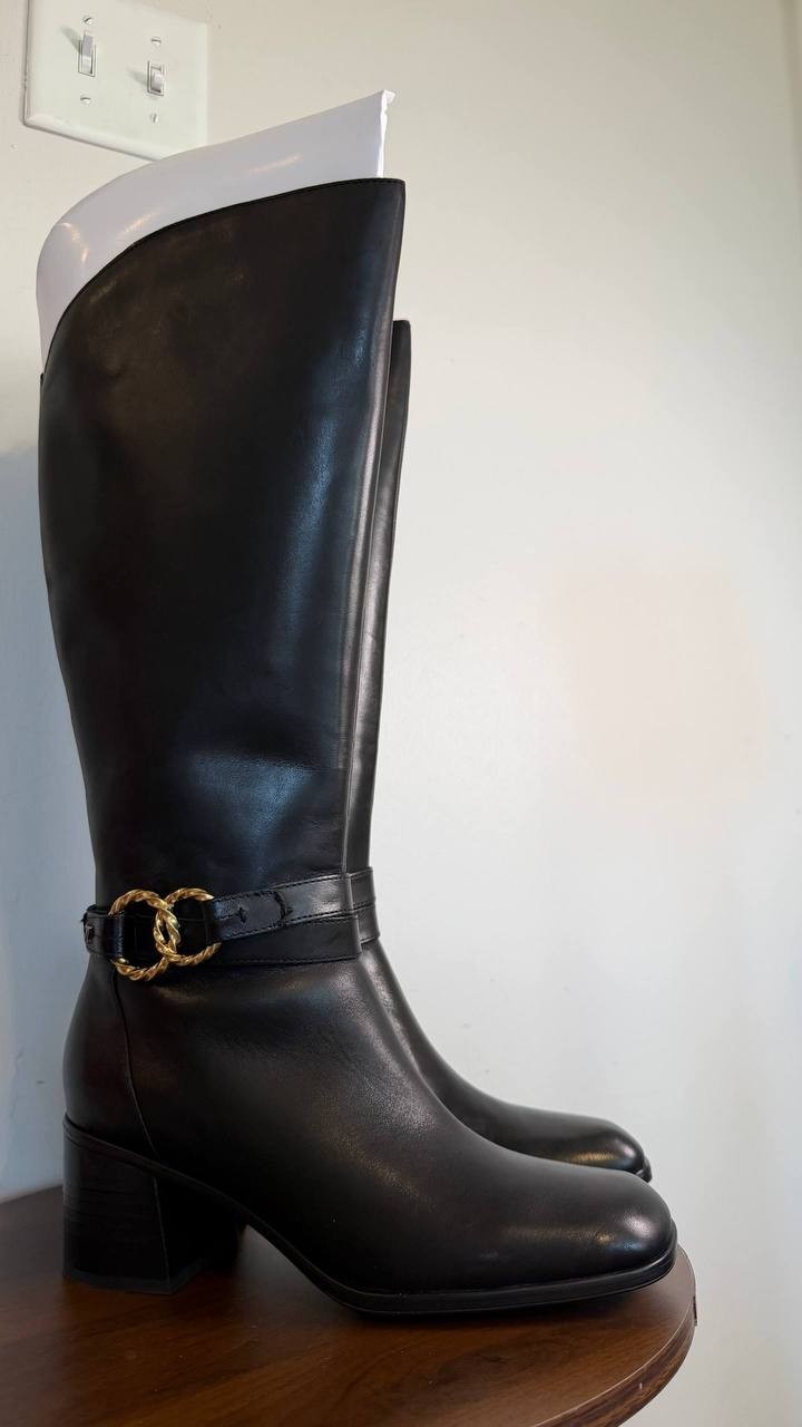 Naturalizer Isabeau Wide Calf Knee High Boots Black 9M Leather $290 NWB