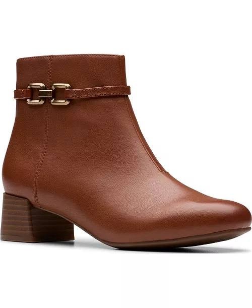 Clarks  Booties  Dark  Tan  9M  New  $130