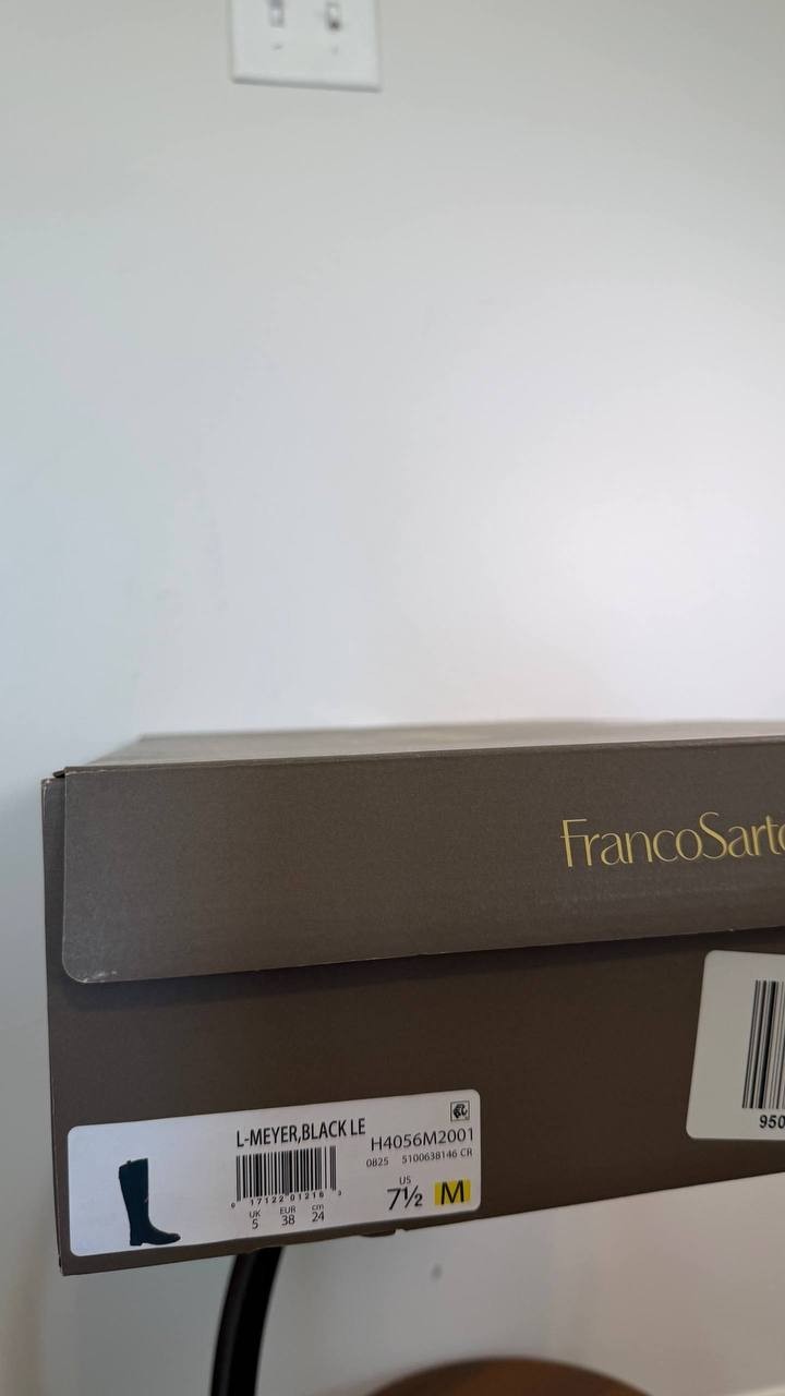 Franco Sarto Meyer Knee High Riding Boots Black 7.5M Leather $275 NWB