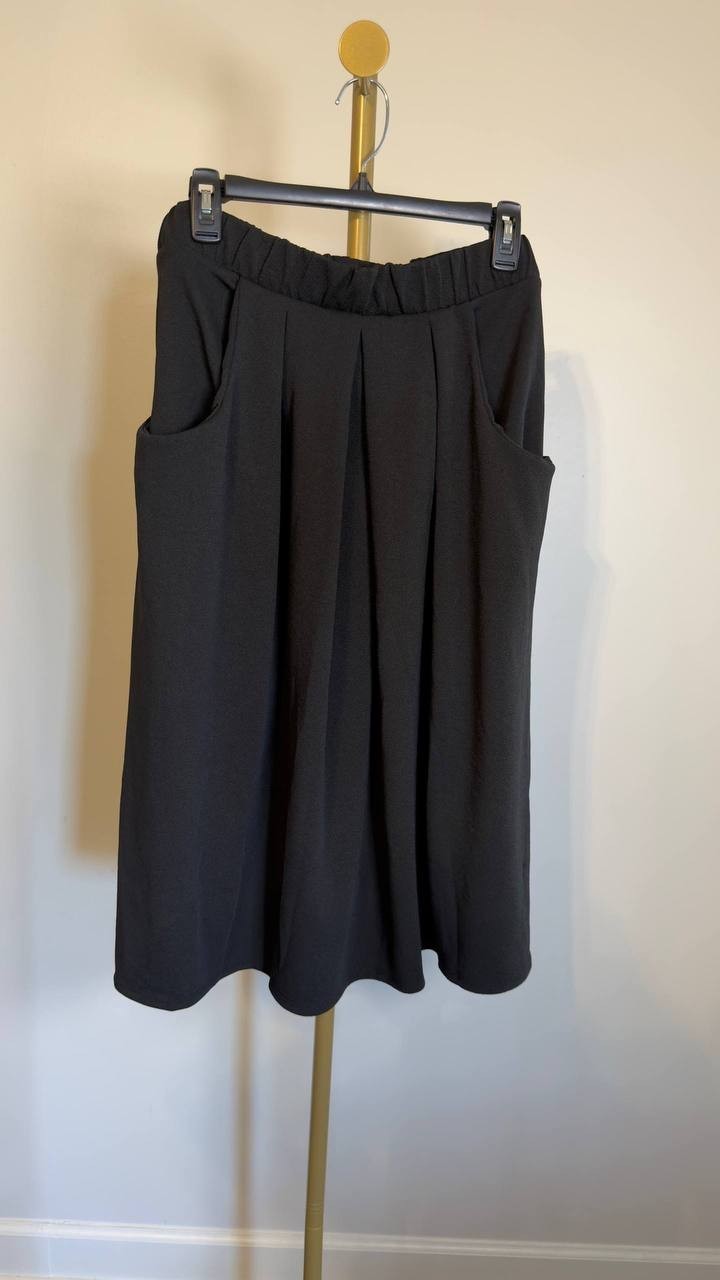 24seven Comfort Apparel Plus Pleated Knee Skirt Black 3X NWT $67