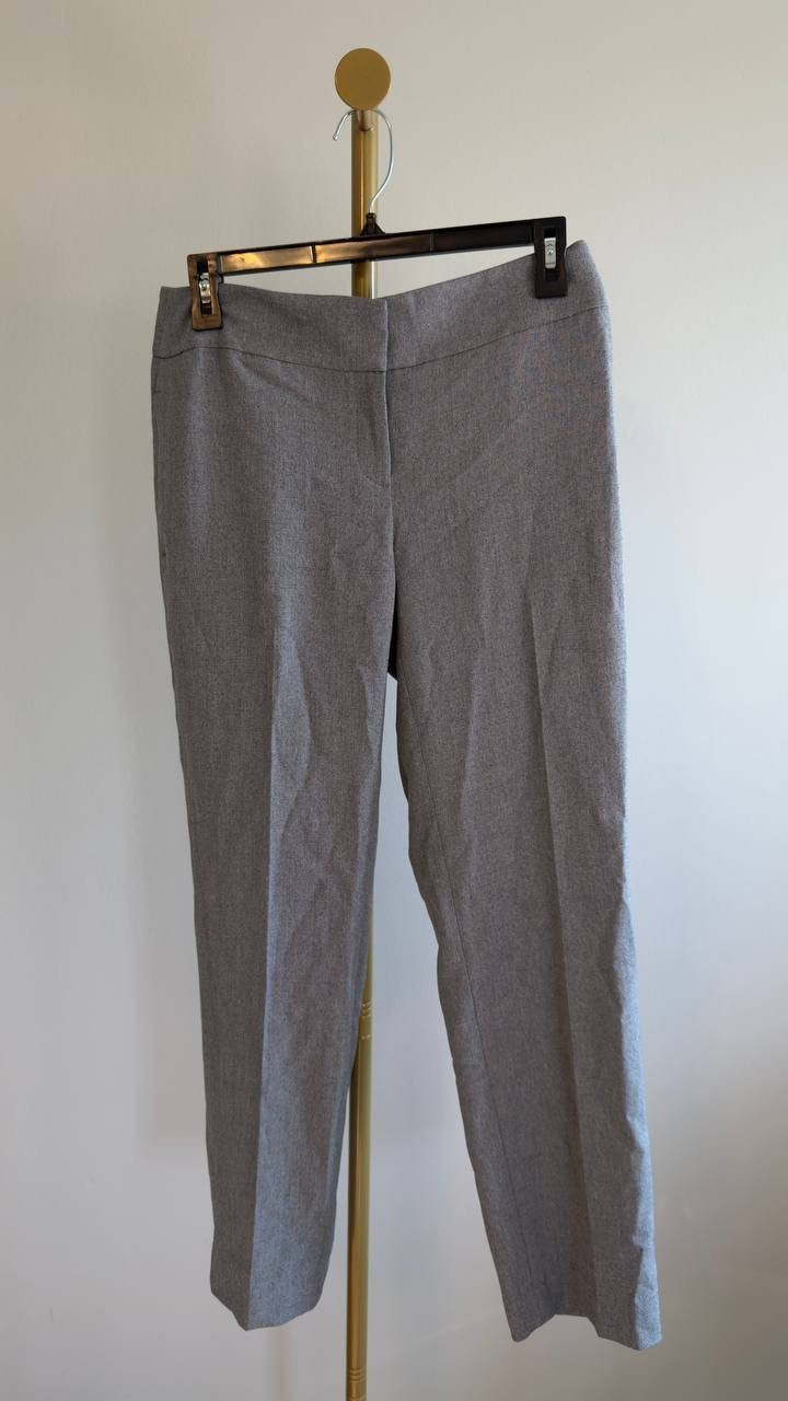 Kasper Ava Straight Leg Stretch Crepe Pants Grey/Black 2P NWT $79