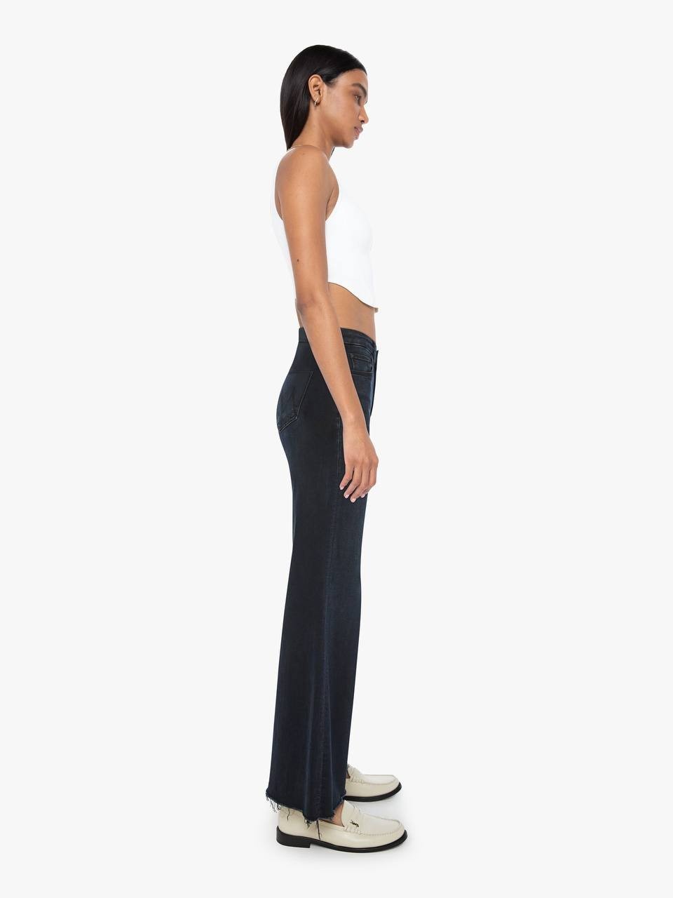 Mother The Roller Fray High-Rise Wide-Leg Jeans Night In Venice 34 NWT