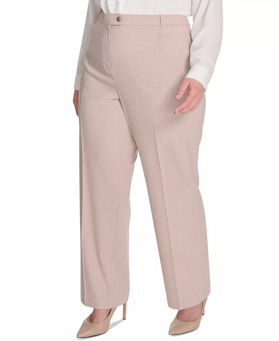 Calvin Klein Plus High‑Rise Wide‑Leg Pants Beige Size20W NWT Chic msrp$109