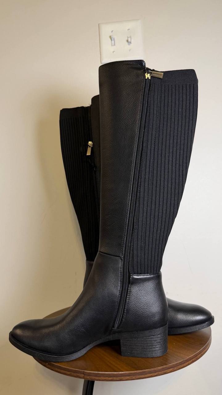 Kenneth Cole Black Leather High Boots 8M NIB MSRP $220