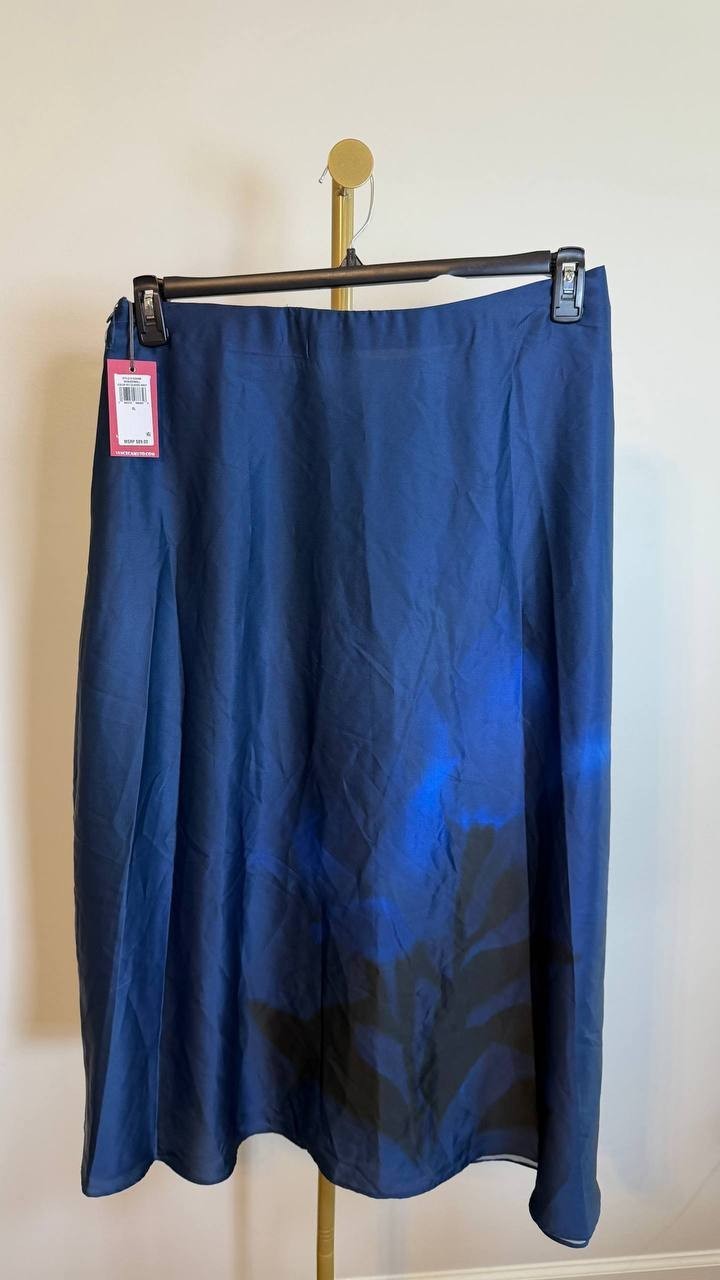 Vince Camuto Placement Print Pull-On Midi Skirt Blue Multi SizeXL NWT$99 snags