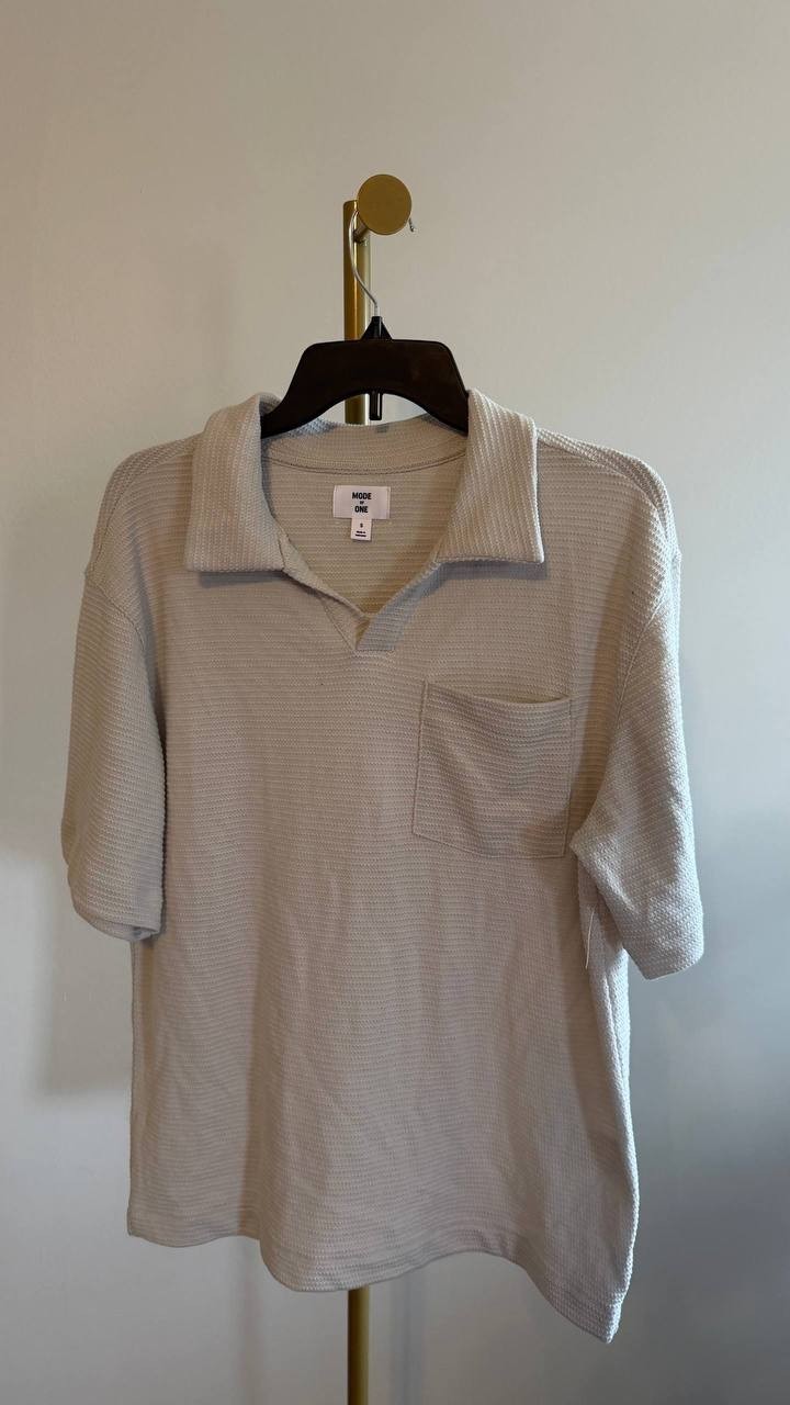 Mode of One – Men’s Textured Knit Open‑Collar Shirt – S – NWOT – $49.50