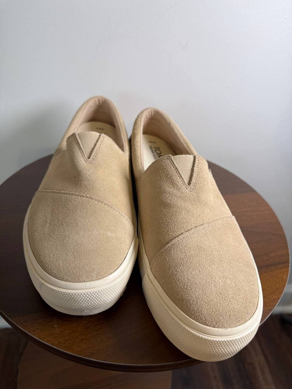 TOMS Alpargata Platform Flats – Size 11W –Oatmeal–New Without Box-Minor Dirt-$79