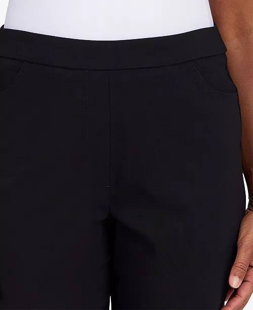 Alfred Dunner Women’s Petite Classic Allure Stretch Clamdigger Pants Black 10P $