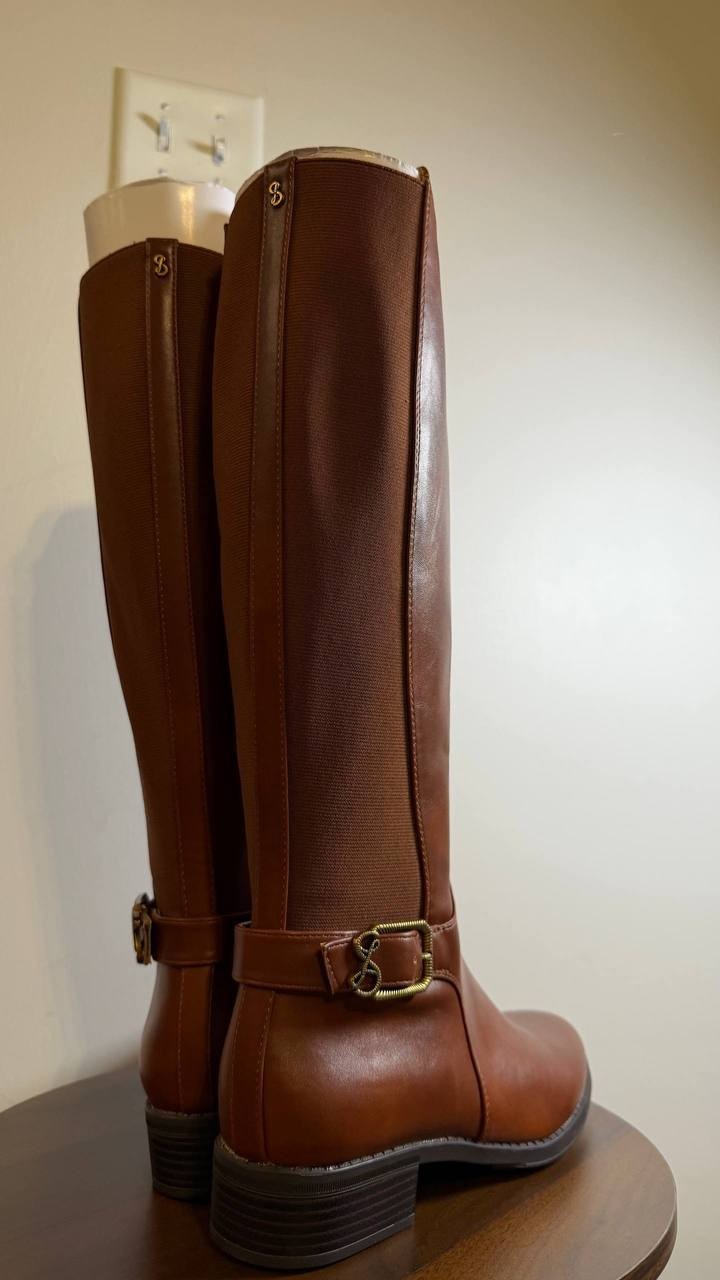 Sam & Libby Percy Boots 9 Hazelnut Man‑Made Knee‑High Riding Round Toe NIB