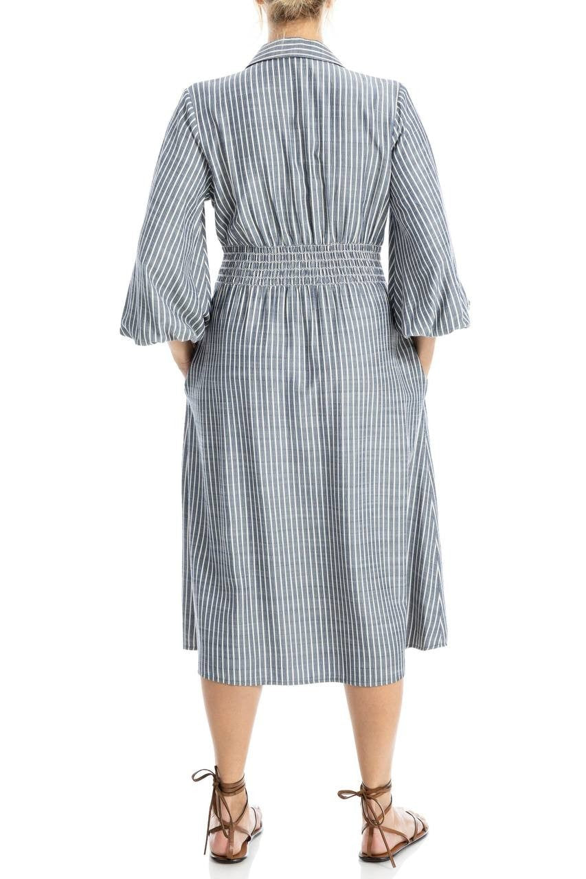 Max Studio Stripe Balloon Sleeve Shirtdress Grey/White XL NWT $188