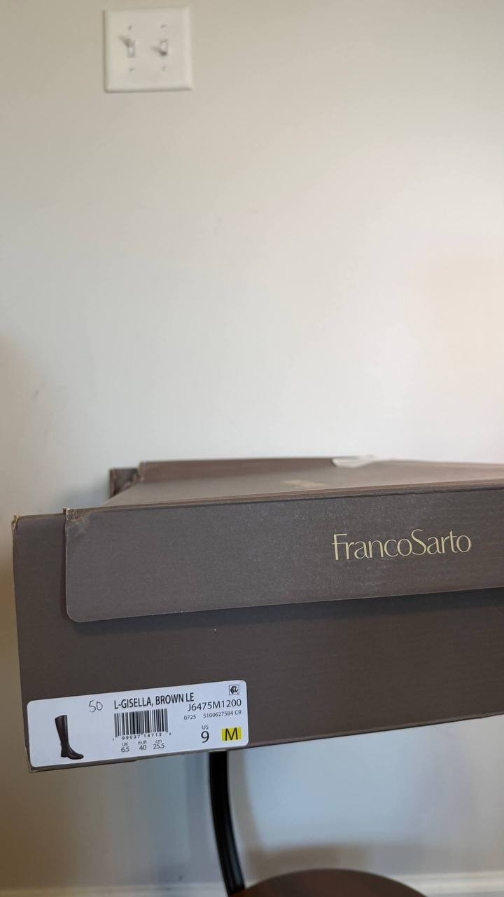 Franco Sarto Gisella Wide Calf Knee High Boots Brown 9M Leather $225 NWB
