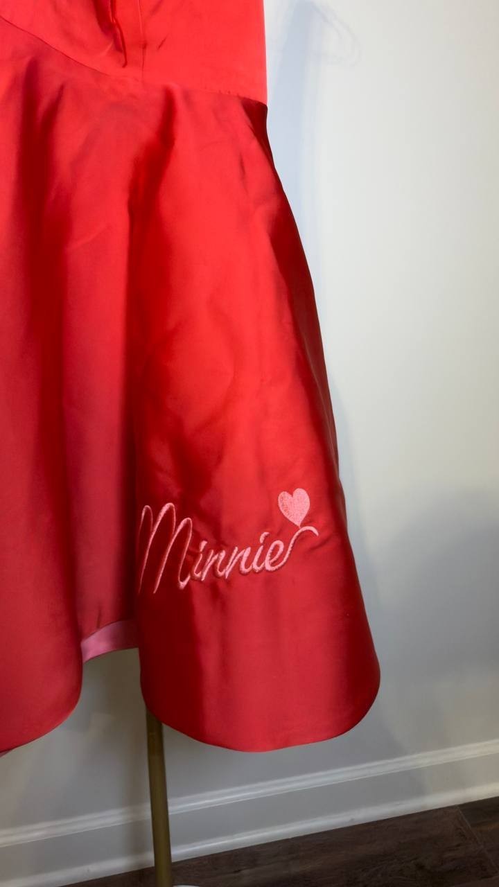Disney Minnie Mouse Bow‑Back Fit & Flare Party Dress Red M NWT $129