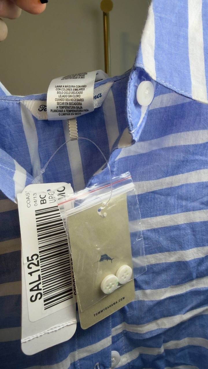 Tommy Bahama Coastline Stripe Cover‑Up Shirt Paradise Blue XL NWT $99.50