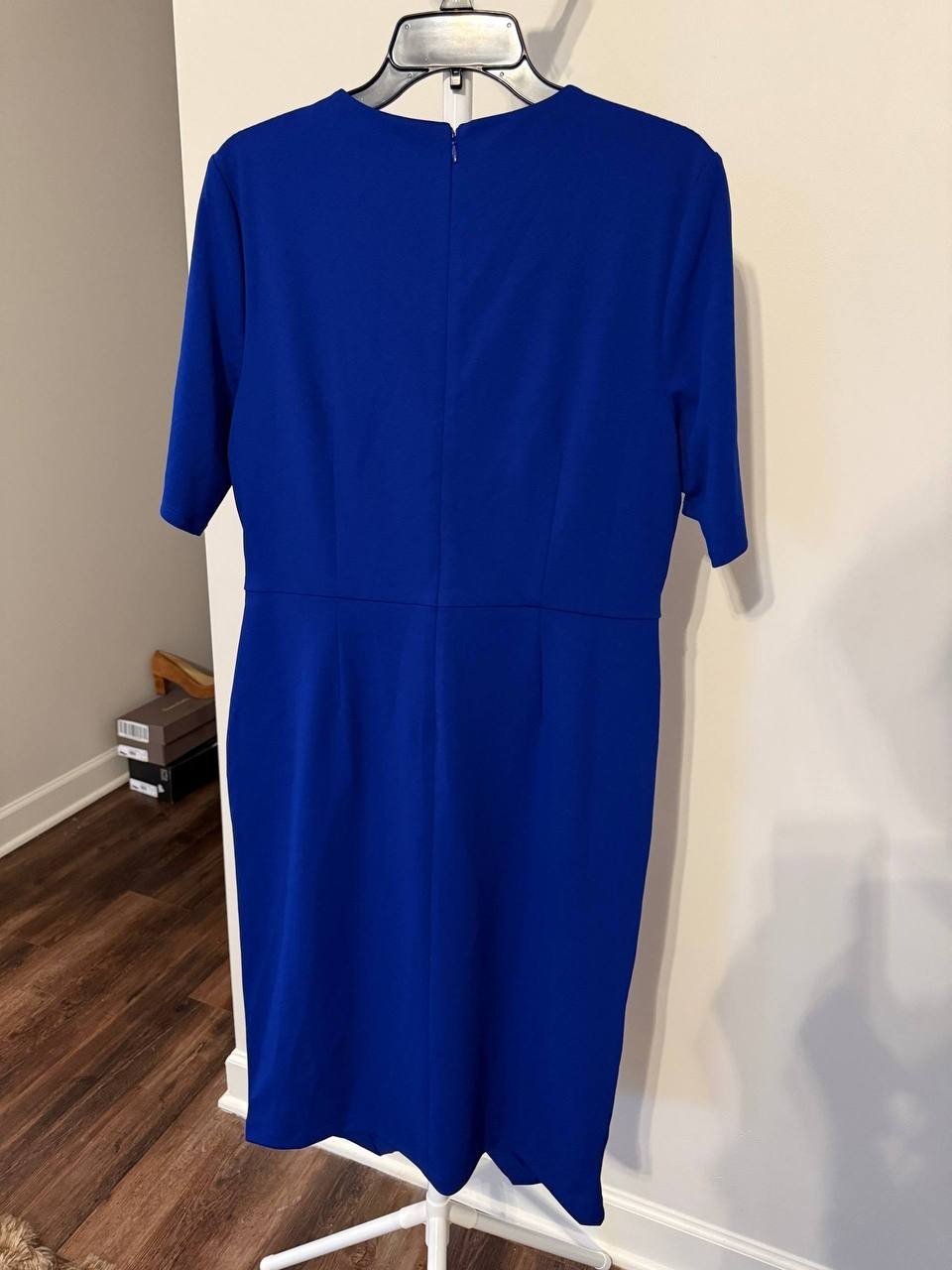 Kasper Short‑Sleeve Draped Front Sheath Dress – Royal Blue – Size L – NWT – $89