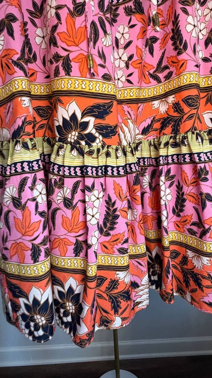 Vince Camuto Floral‑Print Belted Tiered Dress Floral Multi 2 NWT $158
