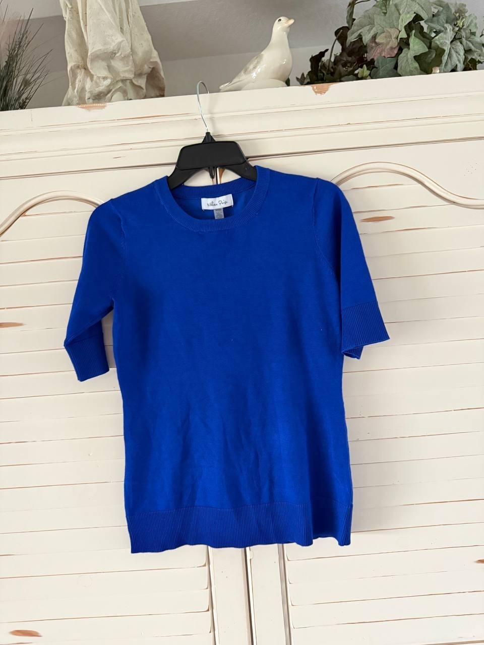 Melissa Paige Blue Ribbed Knit Short Sleeve Sweater – Size S – NWT